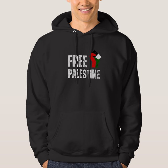 FREE PALESTINE handfist palestine flag Hoodie (Front)