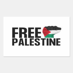 Free Palestine Handfist Palestinian Flag Bold Rectangular Sticker