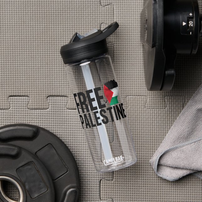 Free Palestine Handfist Palestinian Flag Bold Water Bottle (Gym)