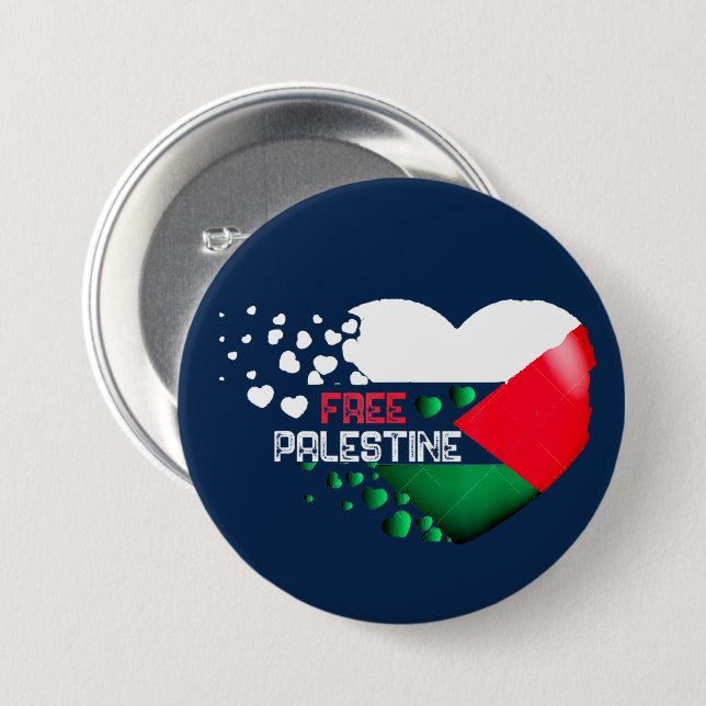 Free Palestine Heart Palestinian Pride 7.5 Cm Round Badge (Front & Back)