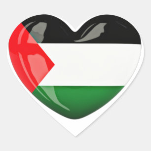 Free Palestine. Heart Shaped Palestinian Flag Sticker