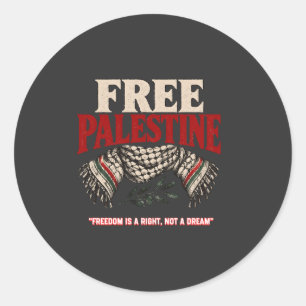 Free Palestine Keffiyeh & Olive Branch Classic Round Sticker