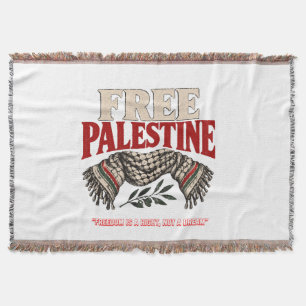 Free Palestine Keffiyeh & Olive Branch Throw Blanket