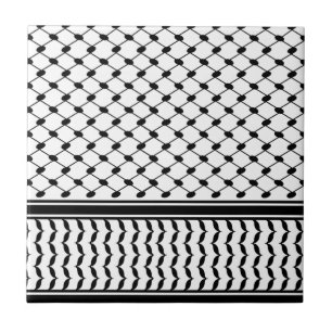 Free Palestine Keffiyeh pattern black and white  Tile