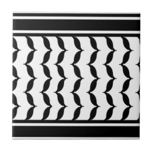Free Palestine Keffiyeh pattern black and white  Tile
