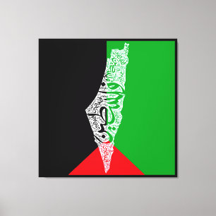 Free Palestine map and flag فلسطين Canvas Print