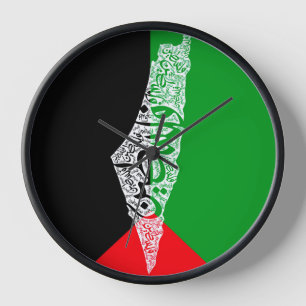 Free Palestine map and flag فلسطين Clock