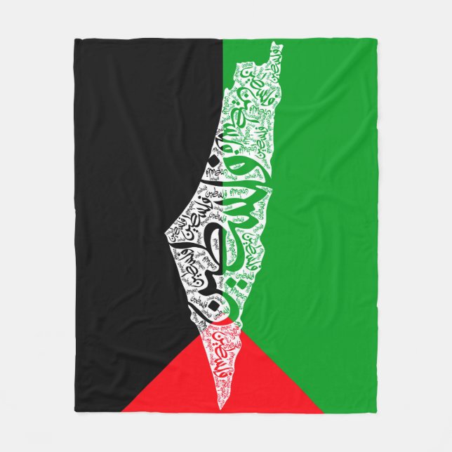 Free Palestine map and flag فلسطين Fleece Blanket (Front)