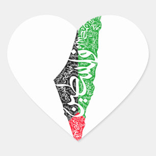 Free Palestine map and flag فلسطين Heart Sticker