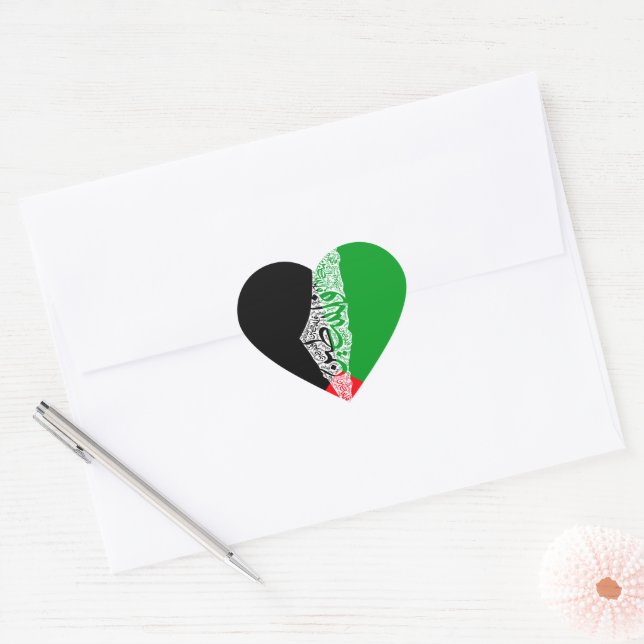Free Palestine map and flag فلسطين Heart Sticker (Envelope)