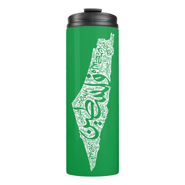 Free Palestine map and flag فلسطين Thermal Tumbler (Front)