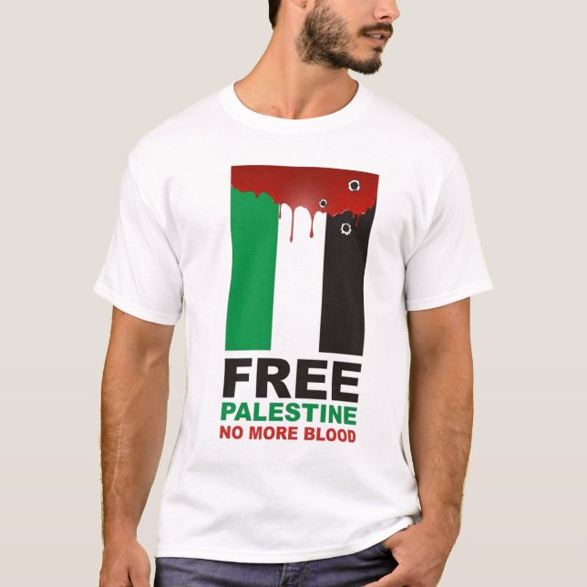 Free Palestine No More Blood T-Shirt (Front)