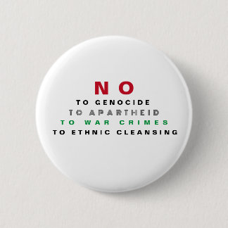 FREE PALESTINE NO TO GENOCIDE APARTHEID WAR CRIMES 6 CM ROUND BADGE