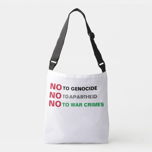 FREE PALESTINE NO TO GENOCIDE APARTHEID WAR CRIMES CROSSBODY BAG (Front)