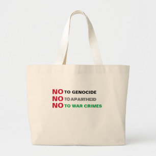 FREE PALESTINE NO TO GENOCIDE APARTHEID WAR CRIMES LARGE TOTE BAG