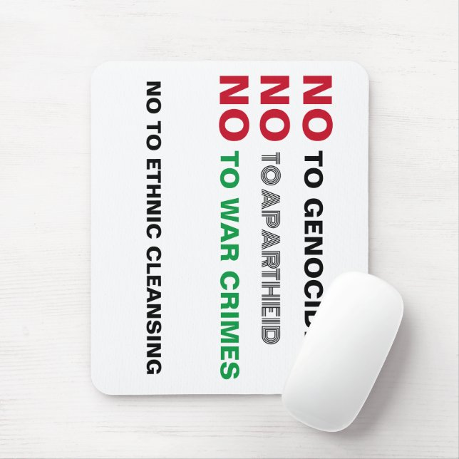 FREE PALESTINE NO TO GENOCIDE APARTHEID WAR CRIMES MOUSE MAT (With Mouse)