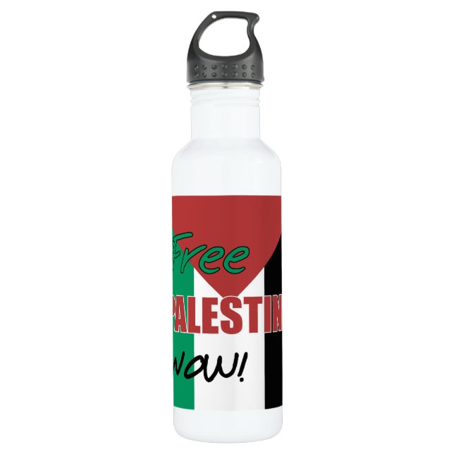 Free Palestine Now Palestinian Flag 710 Ml Water Bottle (Front)