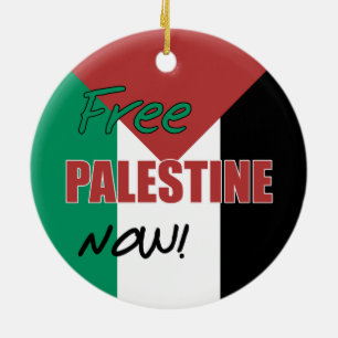 Free Palestine Now Palestinian Flag Ceramic Tree Decoration