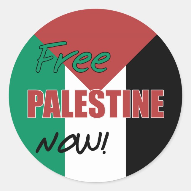 Free Palestine Now Palestinian Flag Classic Round Sticker (Front)