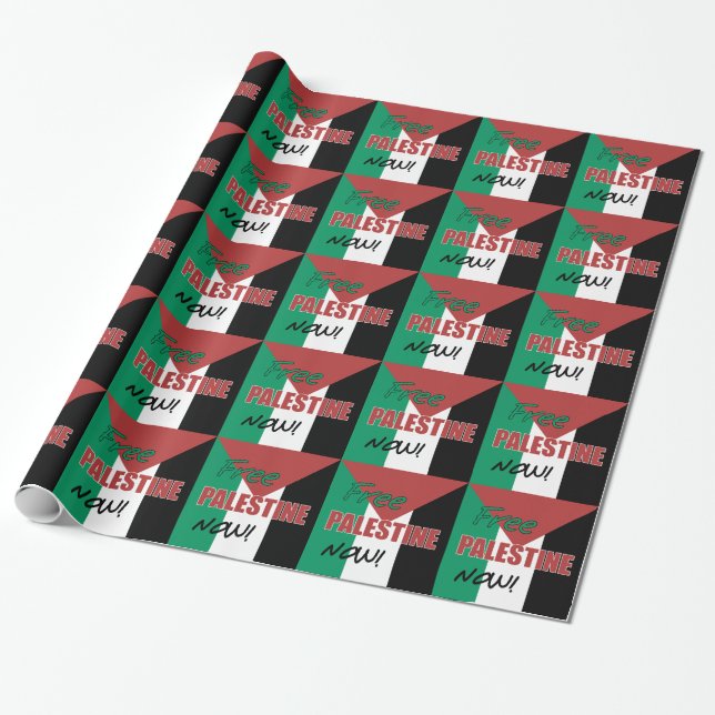 Free Palestine Now Palestinian Flag Wrapping Paper (Unrolled)