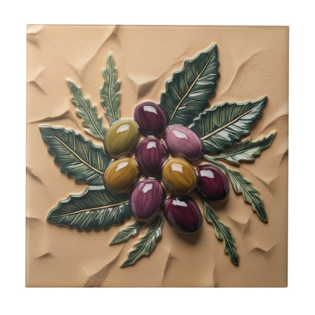FREE PALESTINE olives branches mosaic ceramic tile (Front)