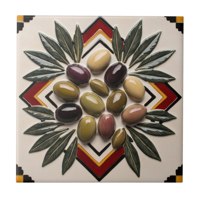 FREE PALESTINE olives branches mosaic ceramic tile (Front)