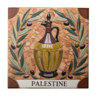 FREE PALESTINE olives branches mosaic ceramic tile