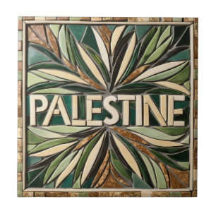 FREE PALESTINE olives branches mosaic ceramic tile
