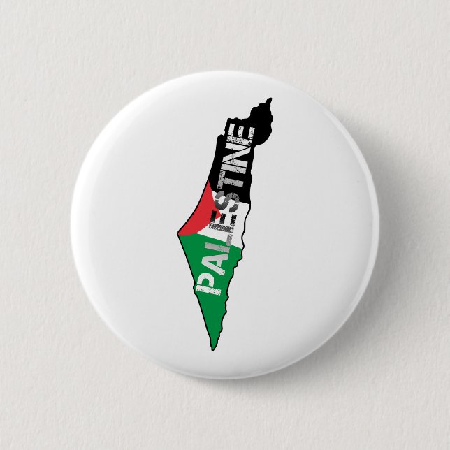 Free Palestine Palestine Flag on Palestine Map 6 Cm Round Badge (Front)