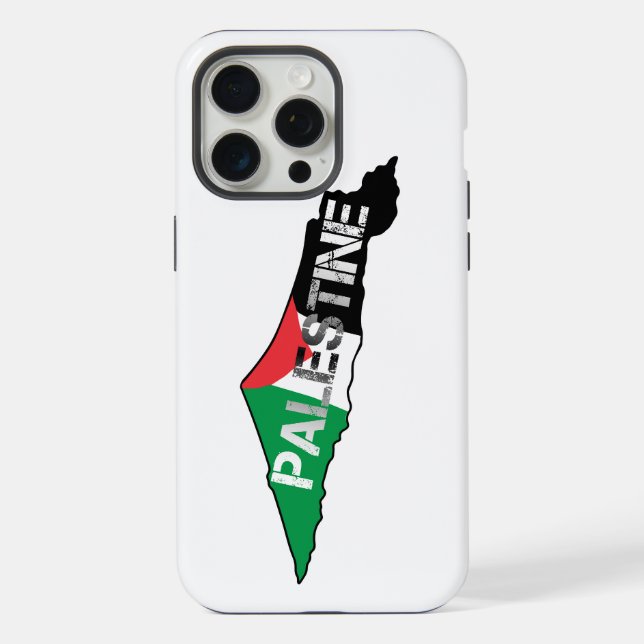 Free Palestine Palestine Flag on Palestine Map iPhone Case (Back)