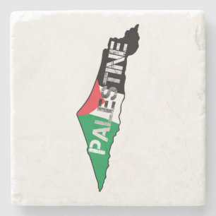 Free Palestine Palestine Flag on Palestine Map Stone Coaster