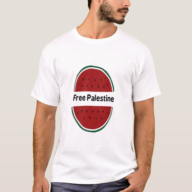  Free Palestine, Palestine flag, watermelon colour T-Shirt (Front)