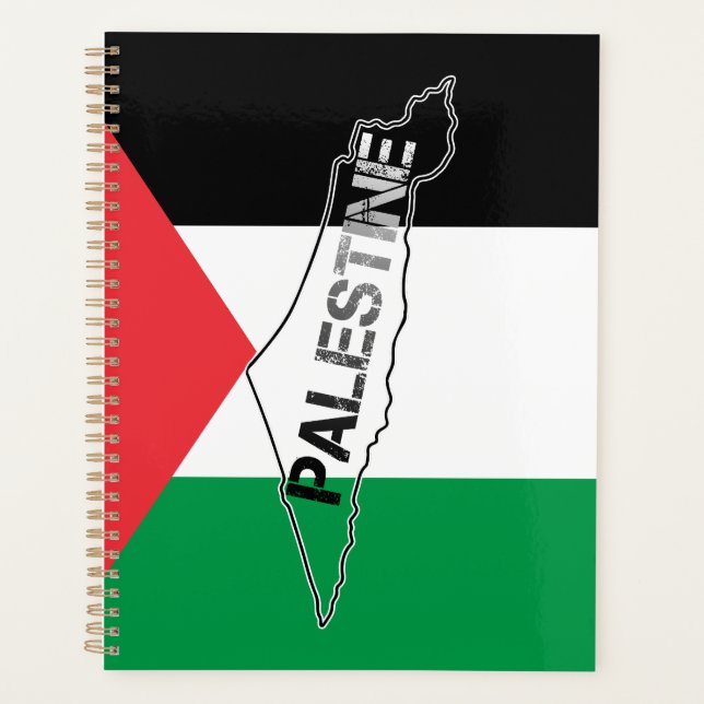 Free Palestine Palestine Map on Palestine Flag Planner (Front)