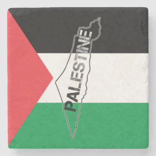Free Palestine Palestine Map on Palestine Flag Stone Coaster