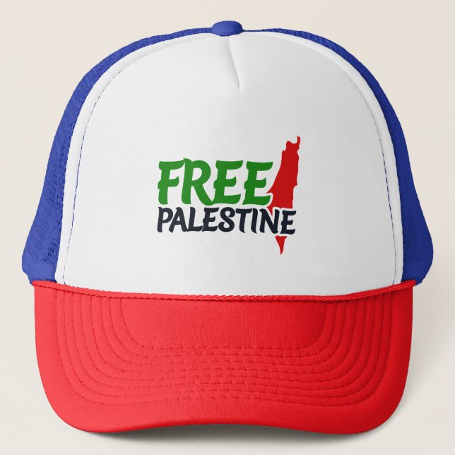 Free Palestine, Palestine map Trucker Hat (Front)
