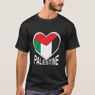 Free Palestine - Palestinian Flag in Heart Shape  T-Shirt
