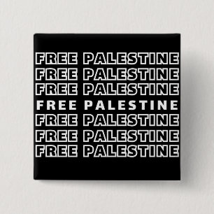FREE PALESTINE Repeat Text typography Design  15 Cm Square Badge