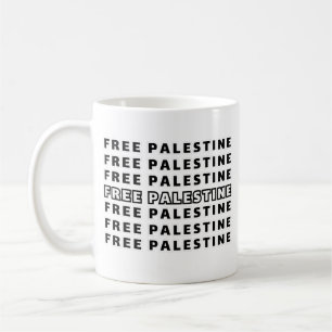 FREE PALESTINE Repeat Text typography Design Coffee Mug