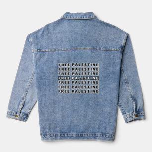 FREE PALESTINE Repeat Text typography Design  Denim Jacket