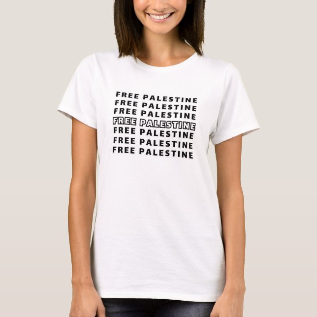 FREE PALESTINE Repeat Text typography Design  T-Shirt (Front)