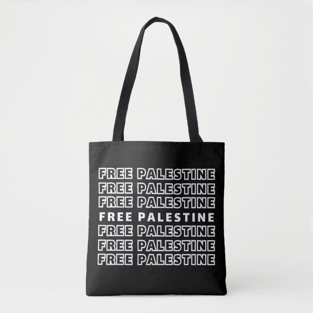 FREE PALESTINE Repeat Text typography Design  Tote Bag (Front)