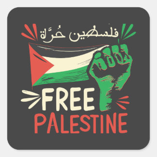 Free Palestine Save Palestine Palestinian Flag Square Sticker