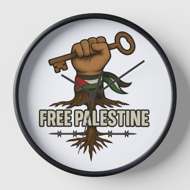 Free Palestine Wall Clock – Symbol of Hope (Front)