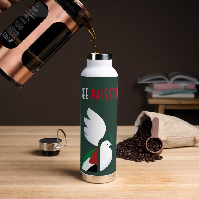 Free Palestine Water Bottle – Activist Stainless  (Coffee (Rotated))