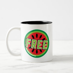 Free Palestine watermelon- Freedom for Palestinian Two-Tone Coffee Mug