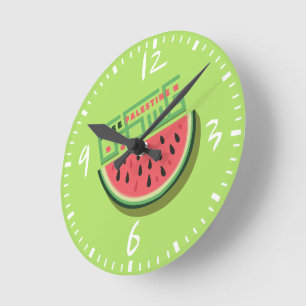 FREE PALESTINE WATERMELON ROUND CLOCK