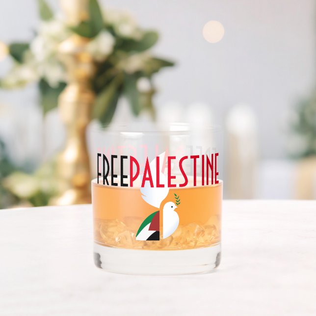 Free Palestine Whiskey Glass – Solidarity & Peace  (Insitu (Wedding))