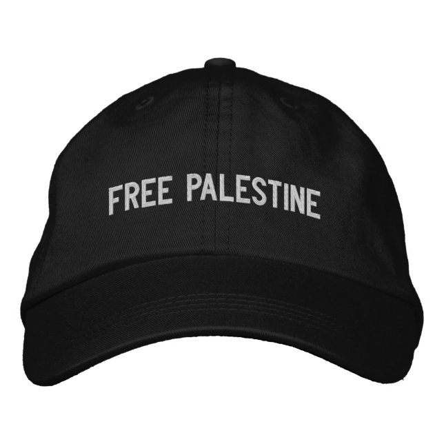 Free Palestine white custom text minimalist Embroidered Hat (Front)