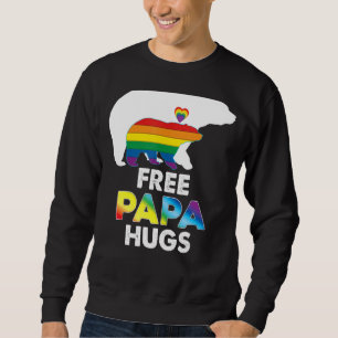 Free Papa Hugs Rainbow Bear Lgbt Pride Gay Lesbian Sweatshirt