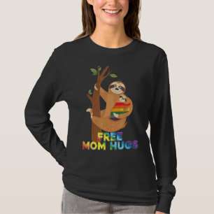 Free Papa Hugs Rainbow Sloth Lgbt Pride Gay Lesbia T-Shirt